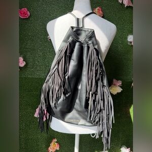 Victorias Secret Bag Slouch Purse Fringe Dark Fairy Noir Rogue Moody Grunge Boho